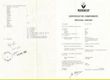 Renault  certificate of conformity