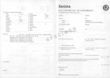 Skoda certificate of conformity coc